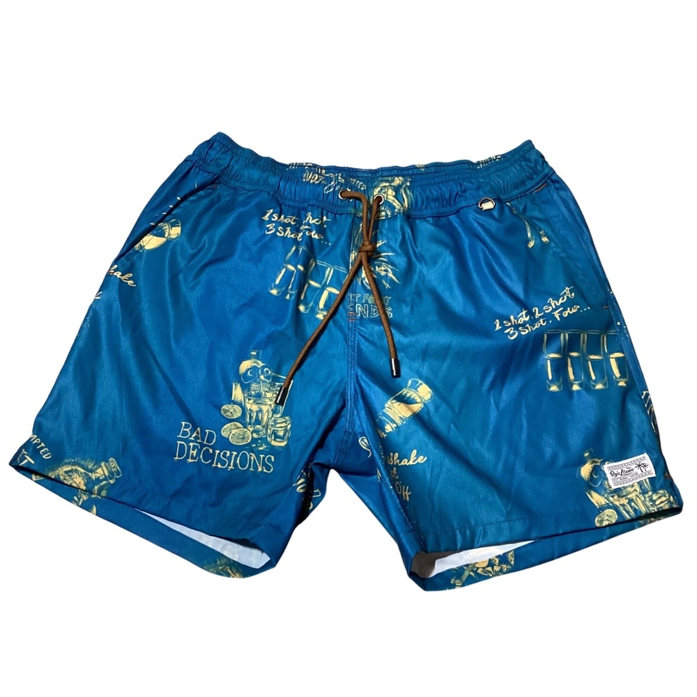 Baja Llama Swim‎ Trunks Shorts Bad Decisions Graphic Mens Size S - NWOT